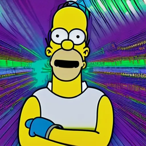 Prompt: Homer Simpson cyber punk poster, hd