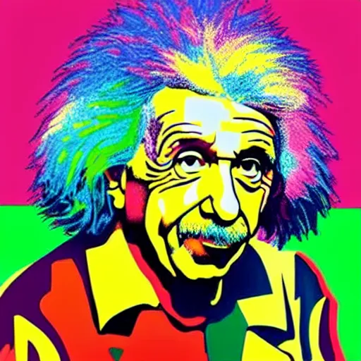 Image similar to rainbow einstein. pop art