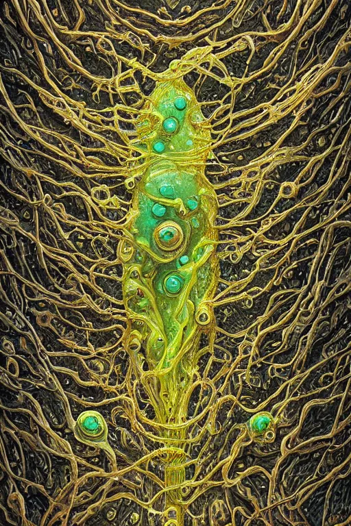 Image similar to ultra detailed digital art of an internal lymphocyte virion rawandrendered synaptic transmission embryonic beholder slime mold shoggoth by kumpan alexandr, sharp details, iridescent # imaginativerealism