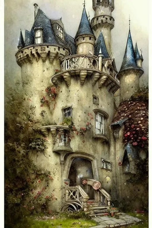 Image similar to (((((1950s fairy tale castle . muted colors.))))) by Jean-Baptiste Monge !!!!!!!!!!!!!!!!!!!!!!!!!!!