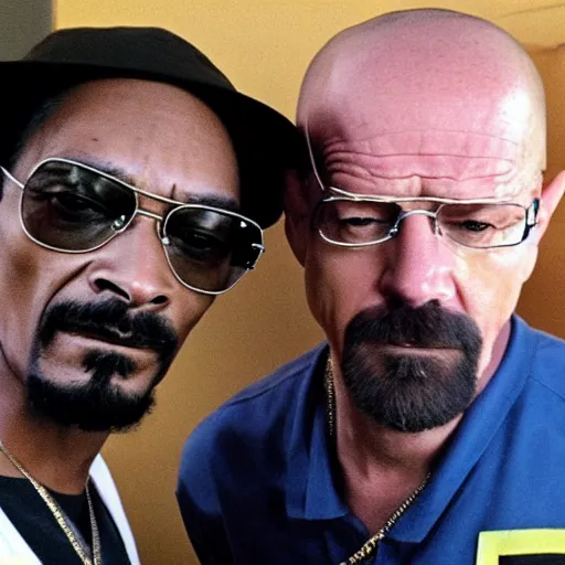 Prompt: selfie of snoop dogg and heisenberg from breaking bad