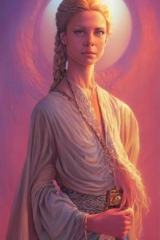 Prompt: Portrait of a princess, illustration by Michael Whelan and Pete Lyon, fantasy art, visionary art, acrylic painting, smooth blending