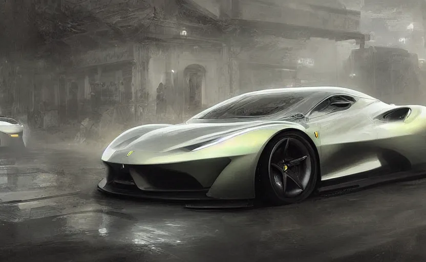 Prompt: concept car by ferrari, digital art, ultra realistic, ultra detailed, art by greg rutkowski