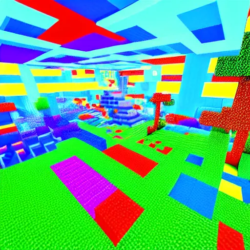 Image similar to psychedelic Minecraft world