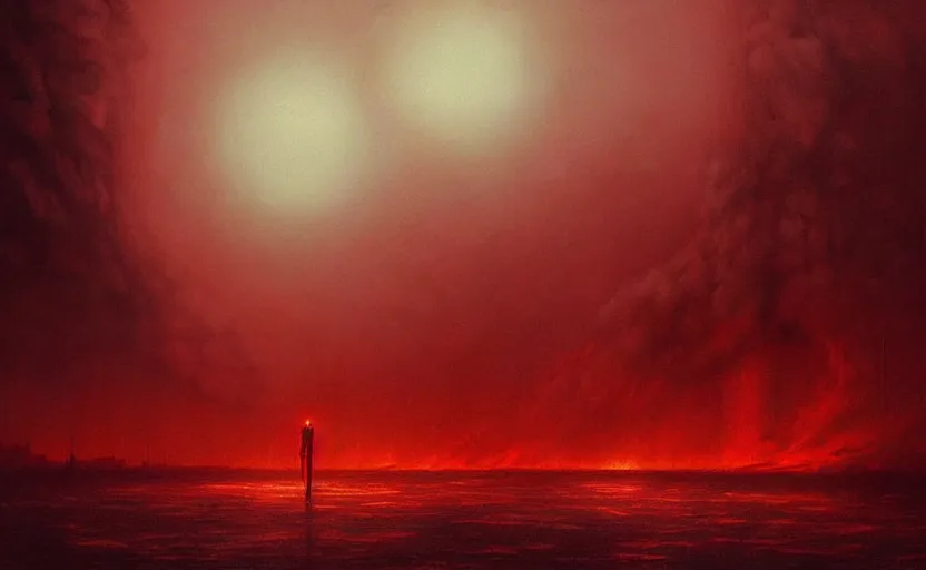 Prompt: an digital art of fire red alert storm that destroys dark souls like new york city with eclipse in style of zdislaw beksinski