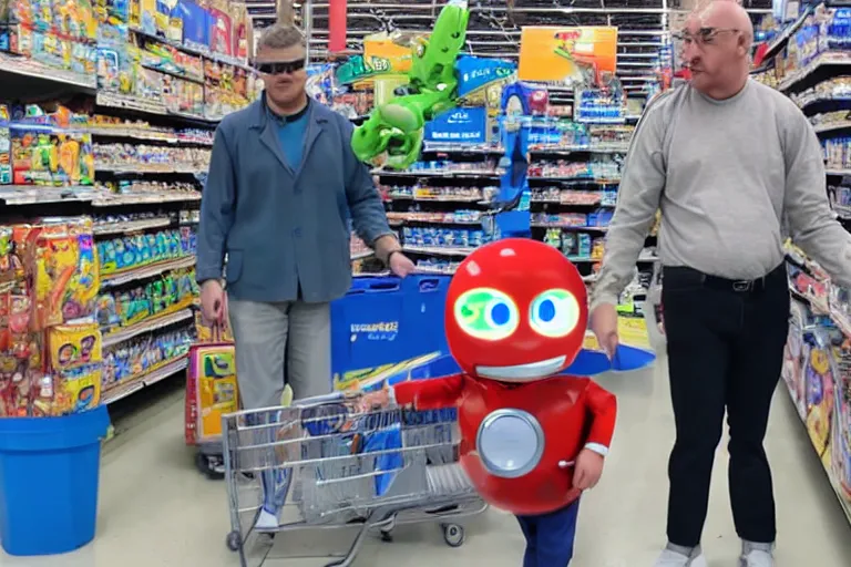 Image similar to Doctor Robotnik in real life at Walmart, smartphone footage