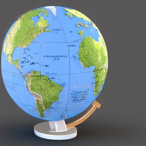 Image similar to an globe with famous 3 d landmarks on it, 3 d render, 3 d model, smooth, ray tracing