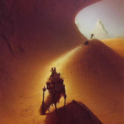 Image similar to A nomadic wanderer traversing a corrupted crystal desert by Jacek Yurka, Carl Gustav Carus