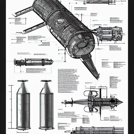 Prompt: aesthetically pleasant detailed technical drawing open - source nuclear weapon machinery, exploded view, 4 k, trending on artstation