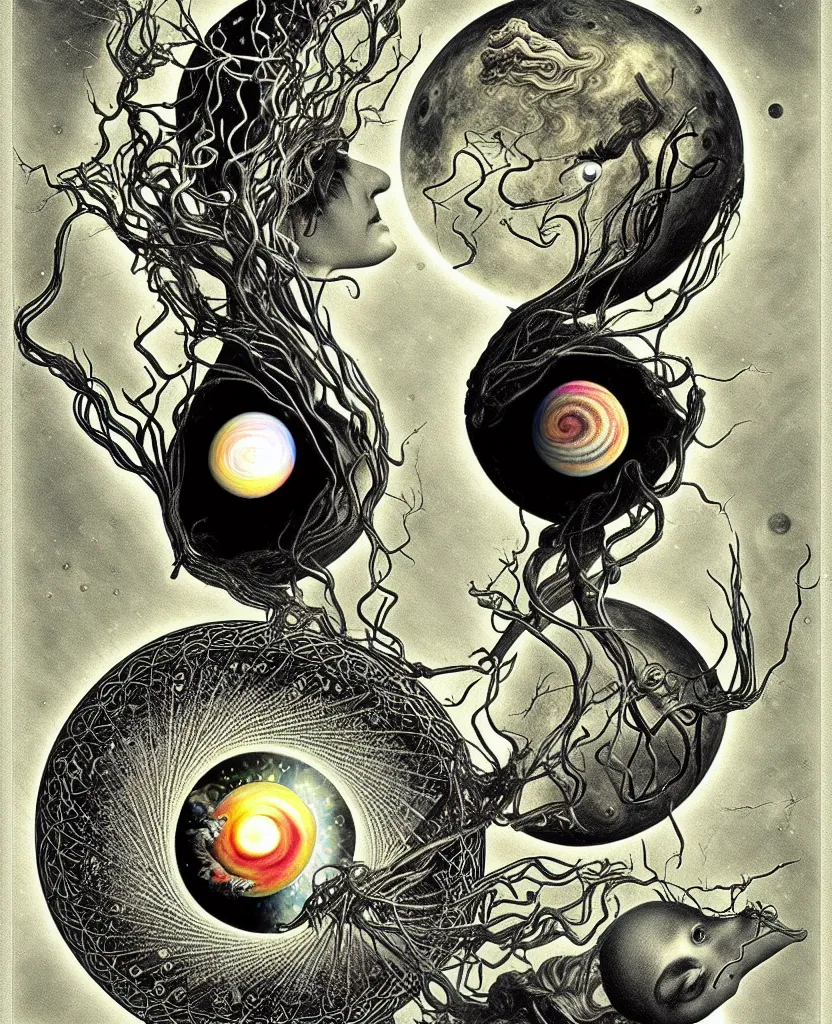 Image similar to whimsical uncanny creature radiates a unique canto'as above so below'ignited by the spirit of haeckel and robert fludd, breakthrough is iminent, glory be to the magic within, to honor jupiter, surreal collage alchemized by ronny khalil and stablediffusion