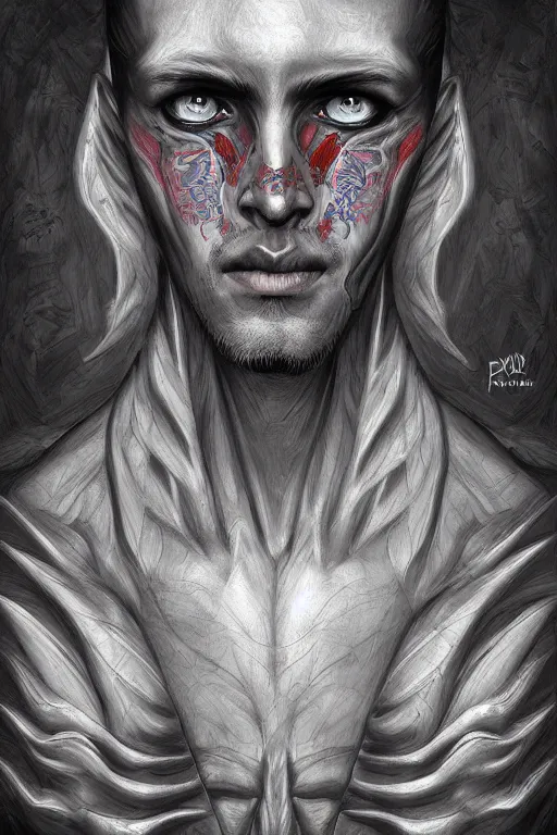 Image similar to portrait of man with seven eyes | digital painting | highly detailed | artgerm