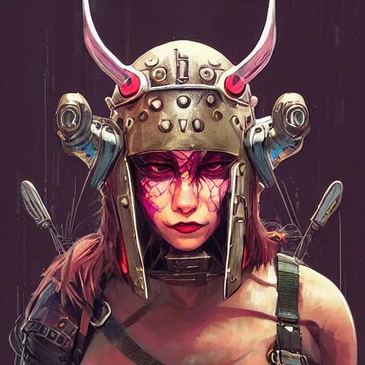 Image similar to cyberpunk viking helmet mask warrior goddess robot ninja fantasy, art gta 5 cover, official fanart behance hd artstation by jesper ejsing, by rhads, makoto shinkai and lois van baarle, ilya kuvshinov, ossdraws