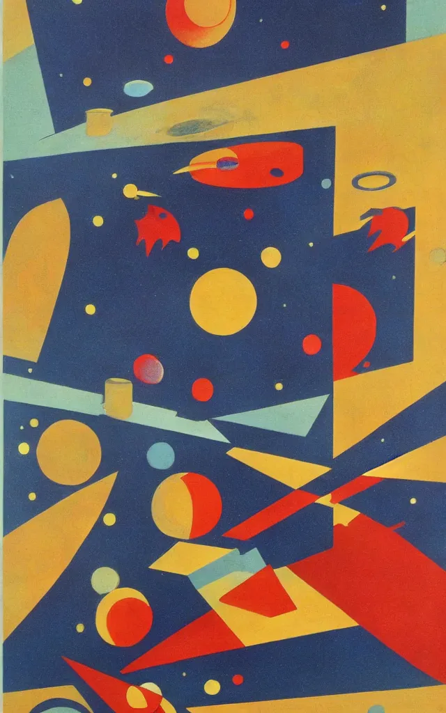 Prompt: space fantasy. bauhaus art.