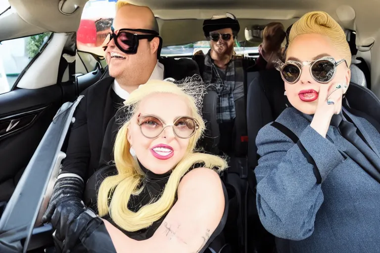 Image similar to lady gaga and judy garland carpool karaoke