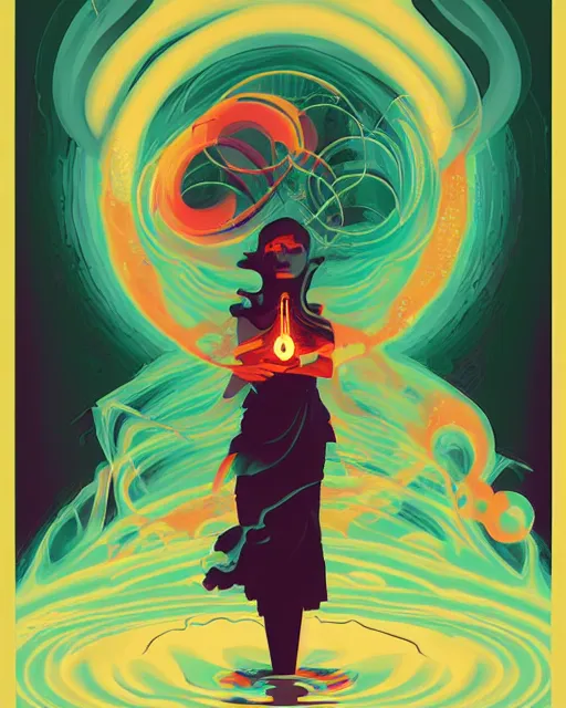 Prompt: priestess, chaotic liquid smoke storm, portrait, by petros afshar, ross tran, tom whalen, peter mohrbacher, smokey water scenery, bubbles, radiant light