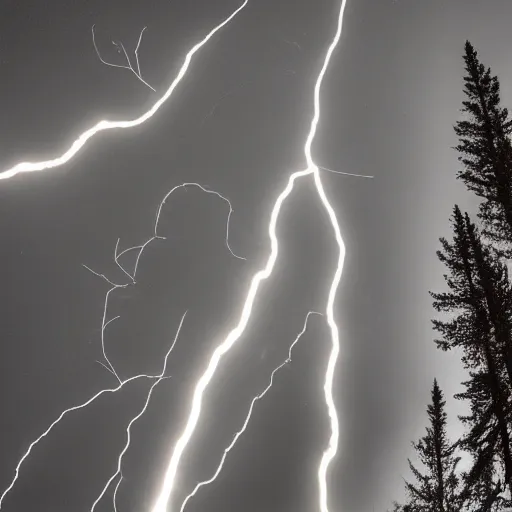 Prompt: a photograph of a tree lightening