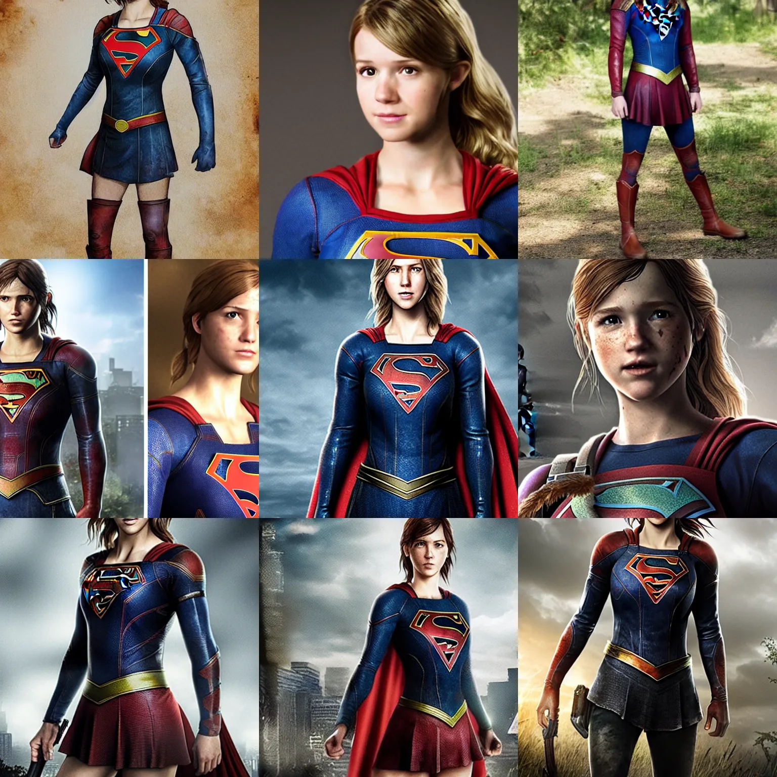 Prompt: Ellie from The Last of Us as Supergirl, from the CW show 'Supergirl'