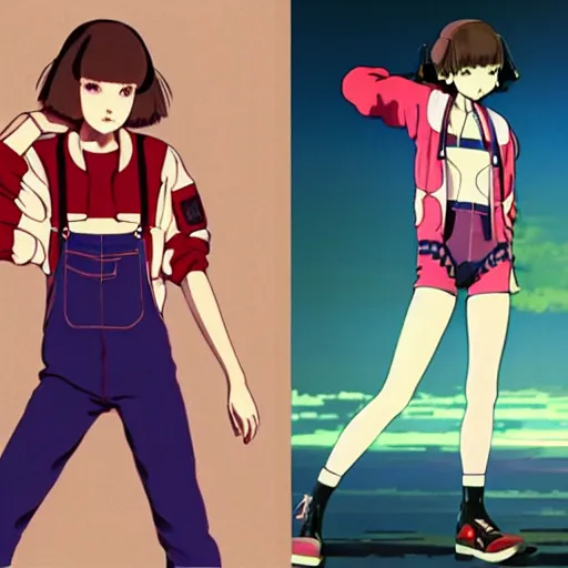 Image similar to a beautiful! boyish! natalie portman alluring gravure! model, wearing oversized mayan bomber jacket and leotard with overalls, bulky poofy bomber jacket with mayan patterns, aztec street fashion, gapmoe yandere grimdark, painted by greg rutkowski makoto shinkai takashi takeuchi studio ghibli, akihiko yoshida