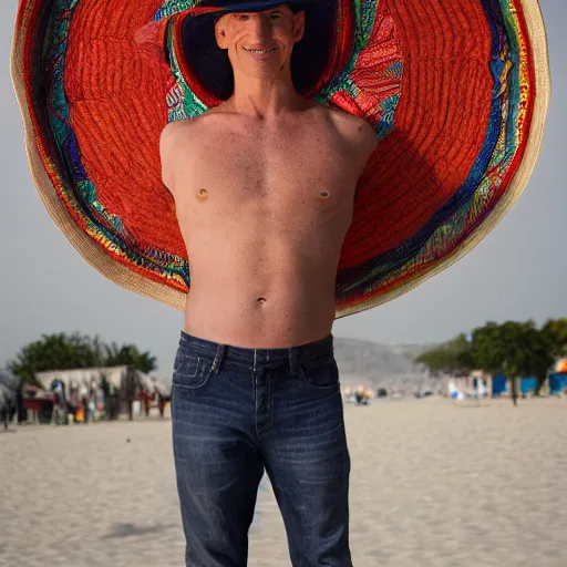 Image similar to gabriel matzneff in mexico wearing mexican hat