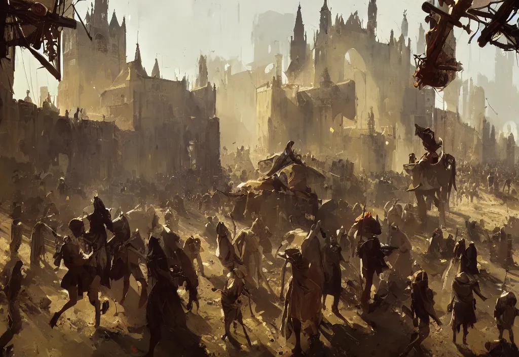 Image similar to ismail inceoglu painting of a medieval situation in the middle ages, painting, trending on artstation, by greg manchess and by craig mullins and by kilian eng and by jake parker