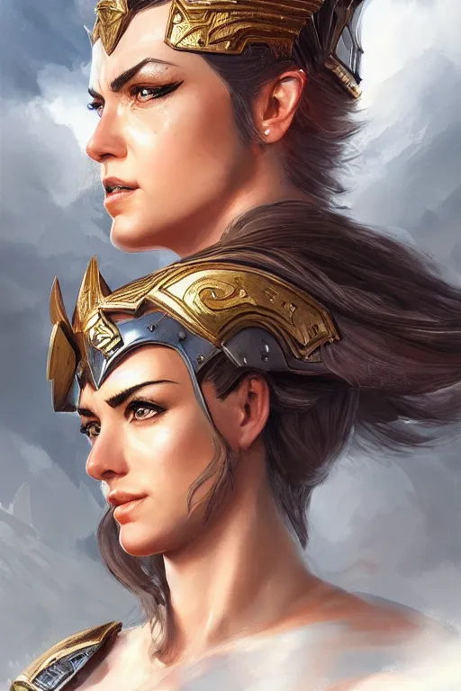 Image similar to amazon valkyrie athena, d & d, fantasy, portrait, highly detailed, headshot, digital painting, trending on artstation, concept art, sharp focus, illustration, art by artgerm and greg rutkowski and magali villeneuve