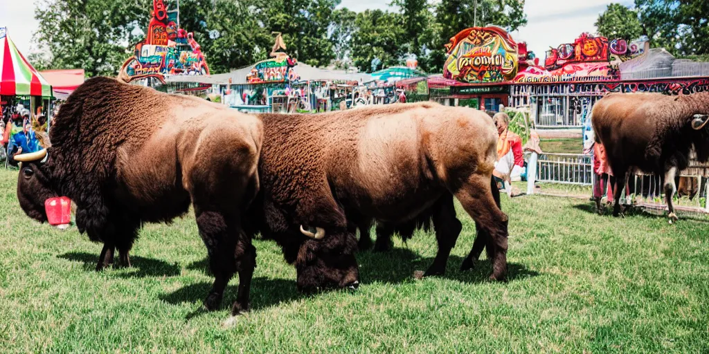 Image similar to fair rides petting zoo lone bison focus photography