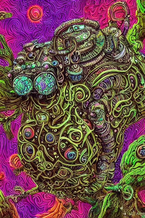 Prompt: creature sushi roots cactus elemental flush of force nature micro world fluo light deepdream a wild amazing steampunk baroque ancient alien creature, intricate detail, colorful digital painting