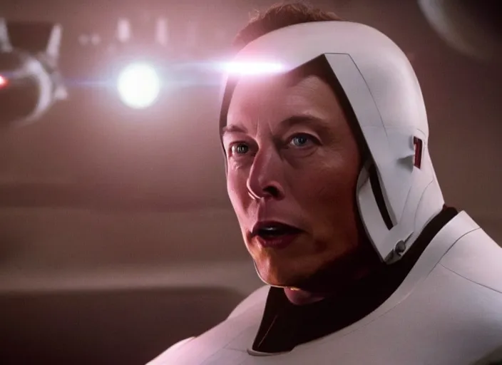 Image similar to captain elon musk of the uss enterprise, star trek, movie still, high quality, heroic, epic lighting, cinema, cinematography, directed by michael bay