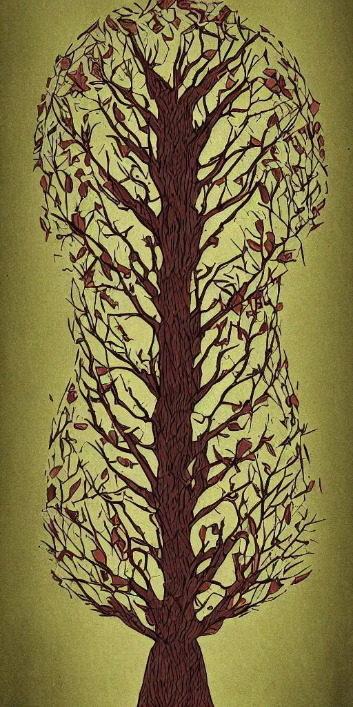 Image similar to a tree that grows slices of cake, digital art, illustration, high detail