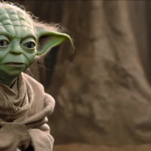 Image similar to film still of emma stone as yoda