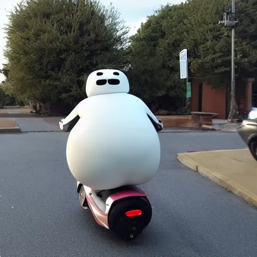 Image similar to Baymax riding a mobility scooter, photo