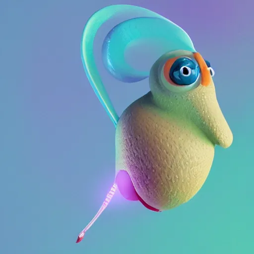 Image similar to a snailbird, a snailbird is a personified happy snail mixed with a bird, has wings, has snail shell, octane render, uhd, by beeple, james jean and petra collins,