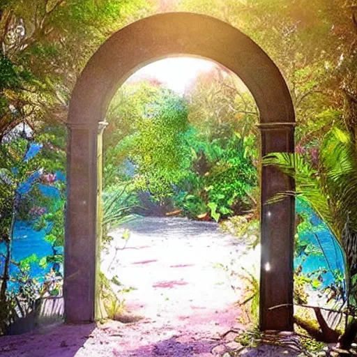 Prompt: portal to a beautiful paradise