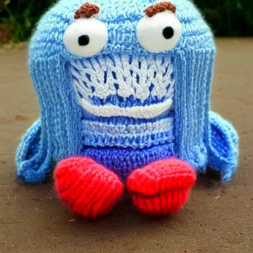 Image similar to squidward as cute knitted