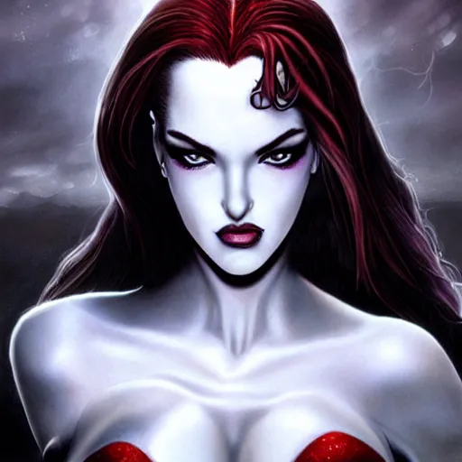 Prompt: jessica rabbit by luis royo ans wlop and artgerm, femme fatale, beautiful, dark, mysterious, detailed flawless face, dramatic darkroom lighting high exposure, head and shoulders 8 0 mm camera