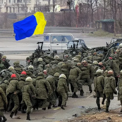 Prompt: an illustration of russian invasion of ukraine going terribly wrong