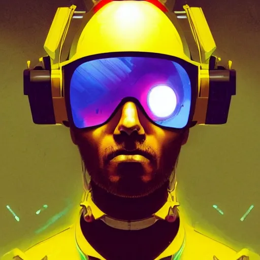 Image similar to artwork of a tv - headed man with a tv on his head, cyberpunk style, cmyk, yellow scene color, concept art, super detailed, 4 k hd, trending on artstation, digital painted, low contrast, made by greg rutkowski and viktoria gavrilenko