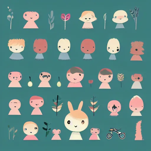 Image similar to simple digital illustration of a cute layered character