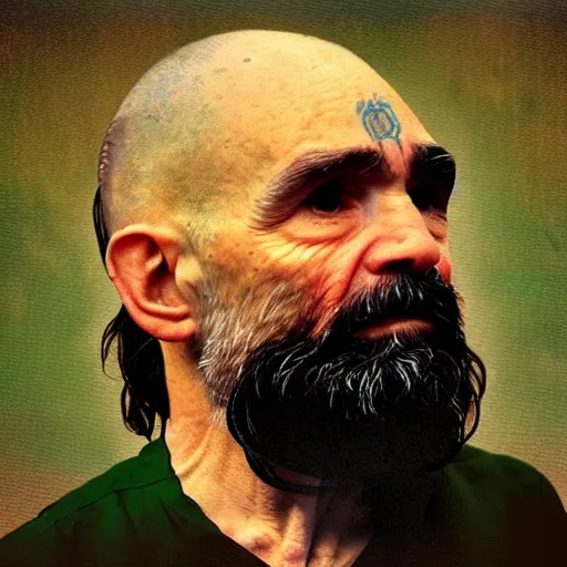 Image similar to charles manson in the style of a renaissance painting