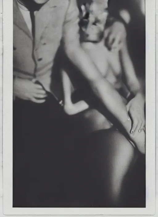 Image similar to an interracial couple holding hands, flash polaroid photo by george hurrell, hazy light rays