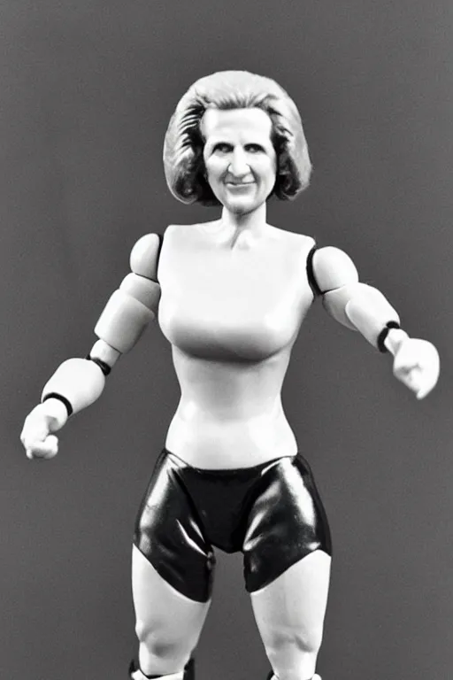 Prompt: margaret thatcher as a 1 9 8 0 s wrestling action figure