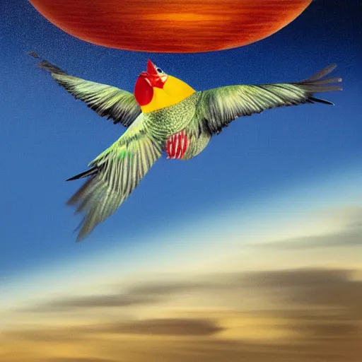 Prompt: a picture of a man as a bird in flight, a surrealist painting by storm thorgerson, shutterstock contest winner, massurrealism, surrealist, whimsical, hyper - realistic