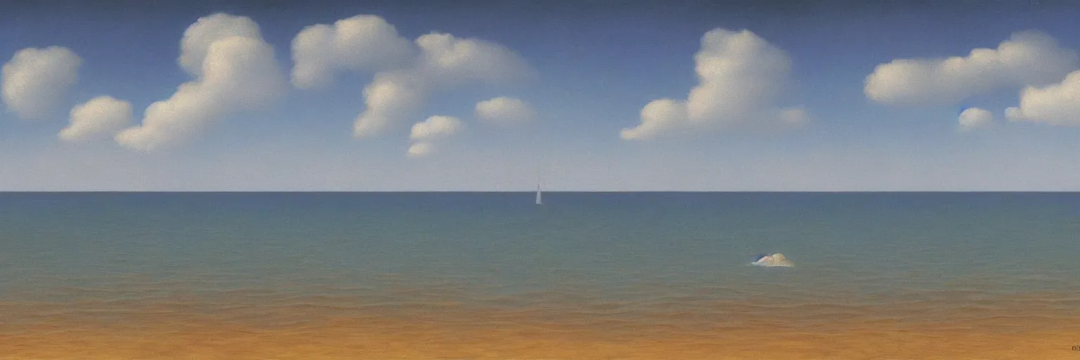 Prompt: seascape oil painting magritte