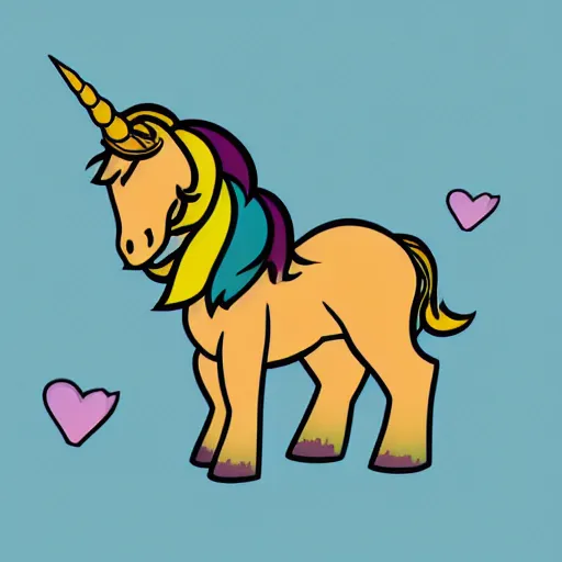 Prompt: Rainbow Pirate Unicorn profile picture for social media sites. Limited palette, crisp vector line