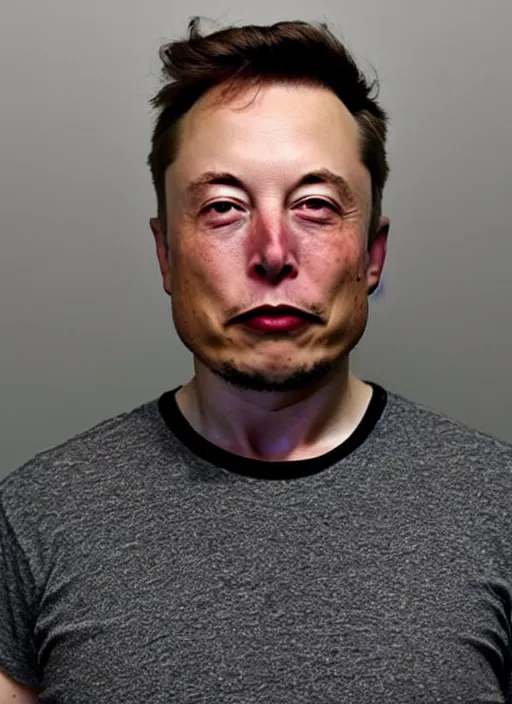 Image similar to A mugshot photo of Elon Musk