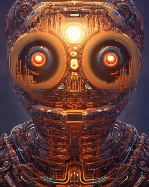 Image similar to portrait of funny giant eyes android mechanoid cube, intricate abstract. intricate artwork, by tooth wu, wlop, beeple, dan mumford. concept art, octane render, trending on artstation, greg rutkowski very coherent symmetrical artwork. cinematic, key art, hyper realism, high detail, octane render, 8 k, iridescent accents