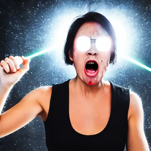 Image similar to a angry woman shining lasers out of her eyes