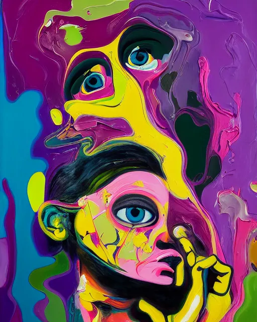 Image similar to woman holding a baby, an ultrafine detailed painting by peter max and francis bacon and fiona rae and maryam hashemi and hernan bas and anna mond and max gubler, featured on deviantart, metaphysical painting, neo expressionism, pop surrealism, melting paint, biomorphic, mixed media, photorealistic, dripping paint, palette knife texture, masterpiece