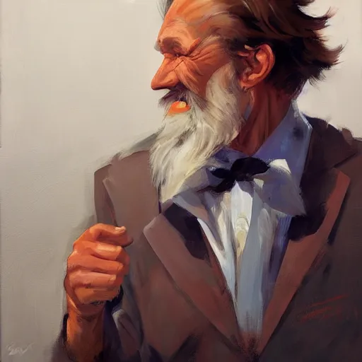 Image similar to greg manchess portrait painting of jim henson, medium shot, asymmetrical, profile picture, organic painting, sunny day, matte painting, bold shapes, hard edges, street art, trending on artstation, by huang guangjian and gil elvgren and sachin teng