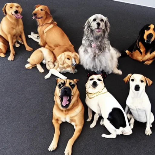 Image similar to 6 dogs on the floor